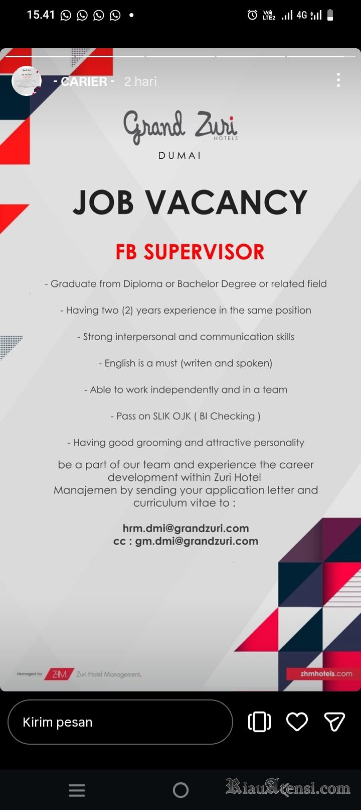 Loker Grand Zuri Dumai Dipublikasikan, Mengapa Belum Masuk Disnaker?